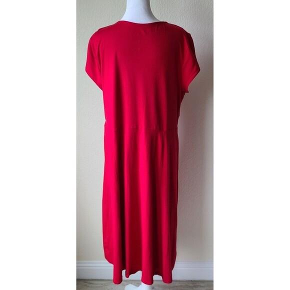 Sahalie Midi Dress XL Cotton Modal Spandex Blend Stretch Red Short Sleeve - Picture 4 of 10